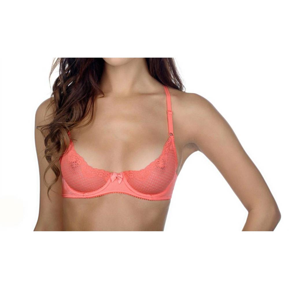 NEW TIMPA LINGERIE duet lace underwire demi bra in coral